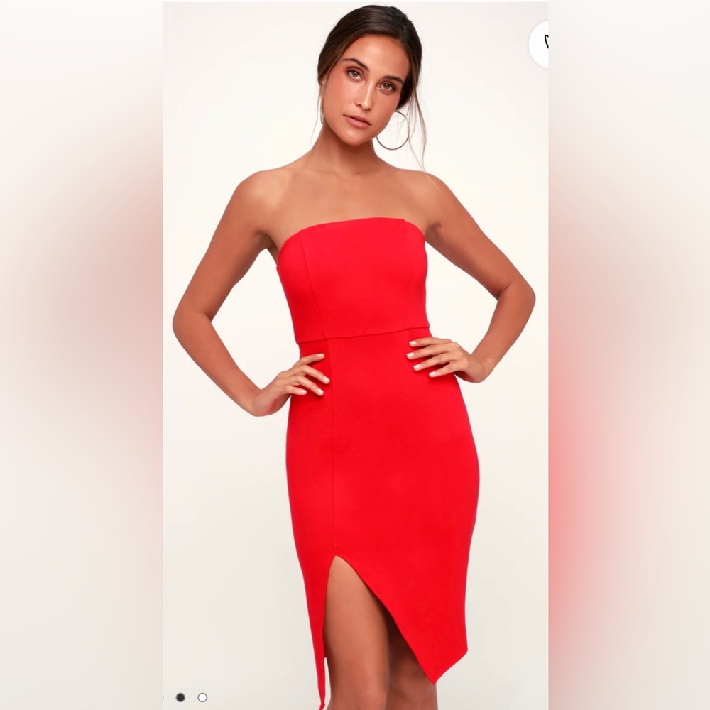 Lulus red strapless bodycon dress